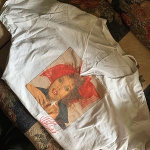 Whitney Houston white T-shirt cute neck detail